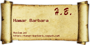 Hamar Barbara névjegykártya